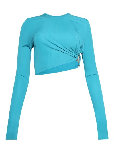 Christopher Esber Bezel Quartz Twist-detail Long-sleeve Top In Blue
