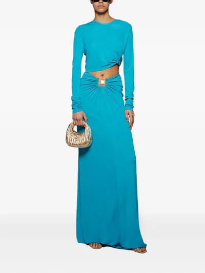 Christopher Esber Bezel Quartz Twist-detail Long-sleeve Top In Blue