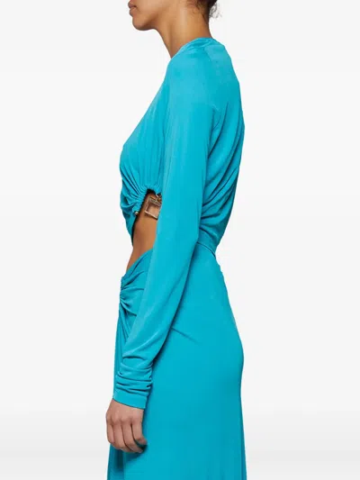 Christopher Esber Bezel Quartz Twist-detail Long-sleeve Top In Blue