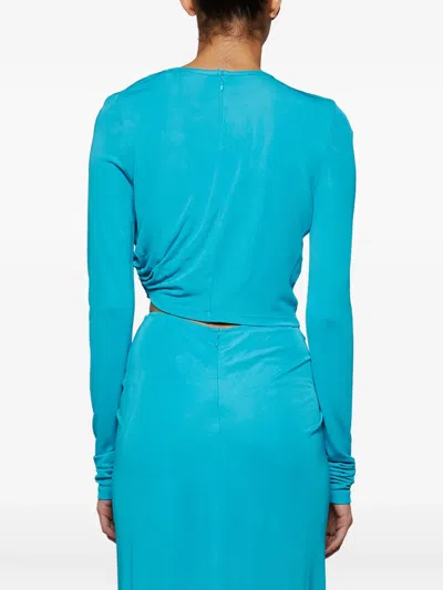 Christopher Esber Bezel Quartz Twist-detail Long-sleeve Top In Blue