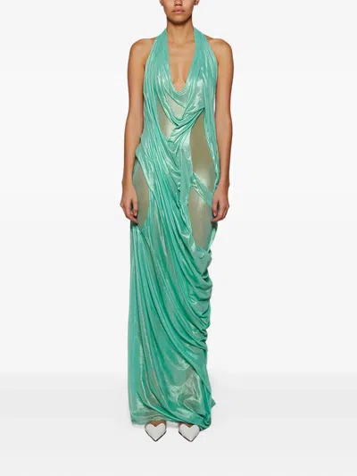 Di Petsa Siren Wetlook Halter-neck Dress