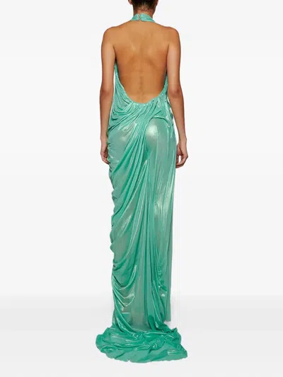 Di Petsa Siren Wetlook Halter-neck Dress