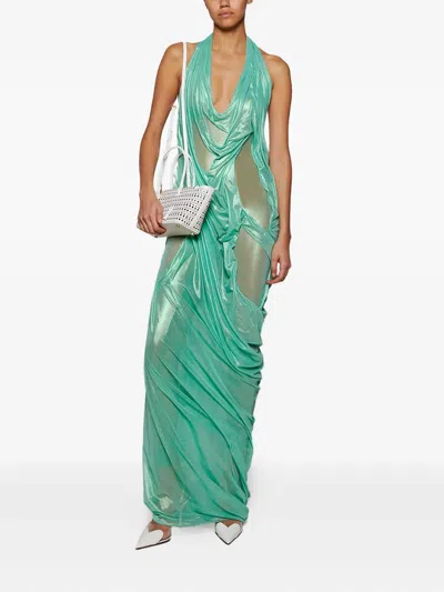 Di Petsa Siren Wetlook Halter-neck Dress