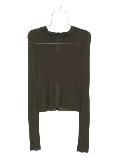 Rick Owens Knitted Hoddie In Green