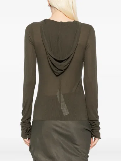 Rick Owens Knitted Hoddie In Green