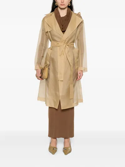 Antonelli Collar-buttoned Belted Trench Coat In Neutral