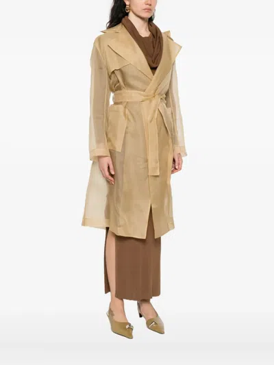 Antonelli Collar-buttoned Belted Trench Coat In Neutral