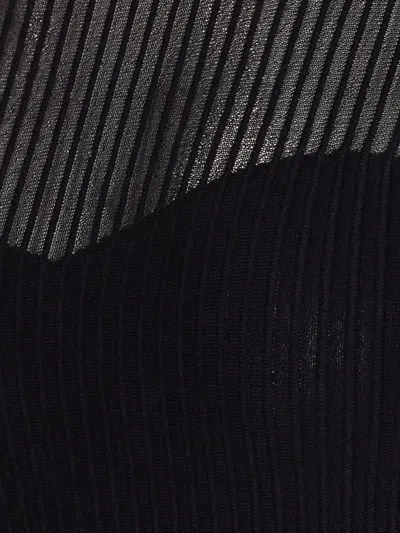 Patrizia Pepe Ribbed Transparent Knitwear In Black