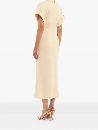 Rebecca Vallance Rowan Wrap-belt Midi Dress In Yellow