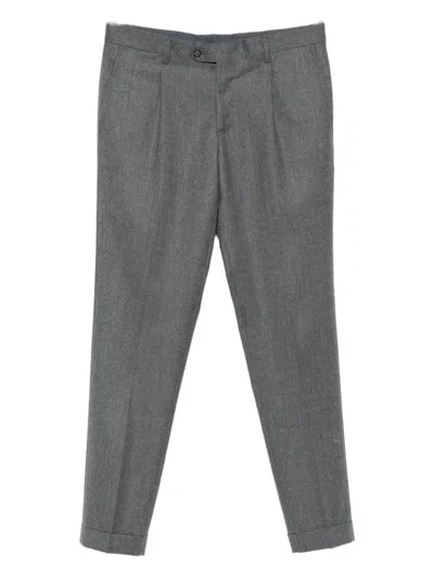 Barba Napoli Napoli Pleated Wool Trousers In Gray