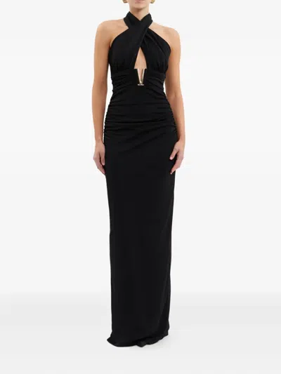 Rebecca Vallance Mischa Halterneck Maxi Dress In Black