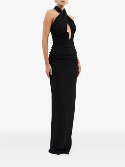 Rebecca Vallance Mischa Halterneck Maxi Dress In Black