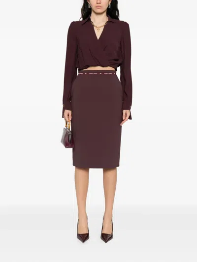Elisabetta Franchi Wrap-effect Long-sleeve Top In Black