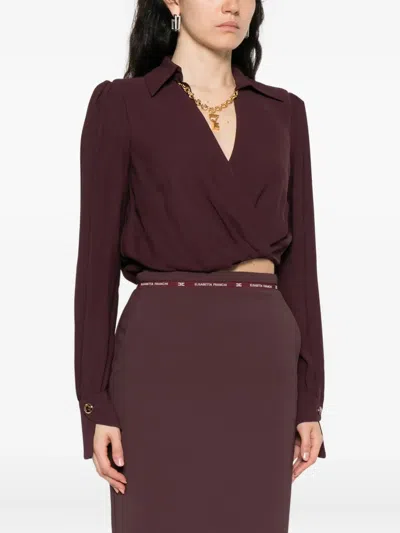 Elisabetta Franchi Wrap-effect Long-sleeve Top In Black