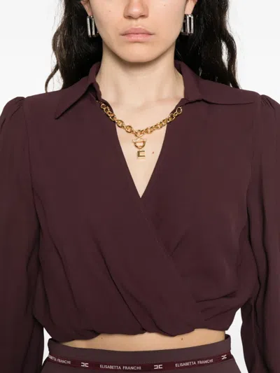 Elisabetta Franchi Wrap-effect Long-sleeve Top In Black