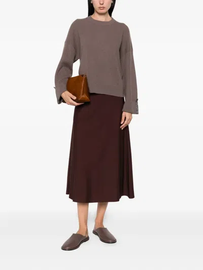 Brunello Cucinelli Flared Knitted Skirt In Burgundy