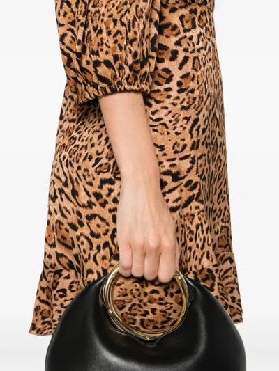 Twinset Leopard-print Puff-sleeve Mini Dress In Multi