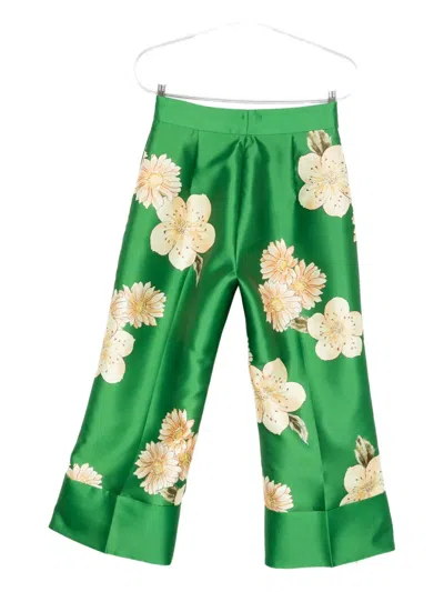 Alemais Floral-print Trousers In Green