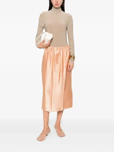 Carven Elasticated-waist Satin Skirt In Orange