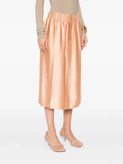Carven Elasticated-waist Satin Skirt In Orange