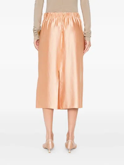 Carven Elasticated-waist Satin Skirt In Orange