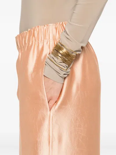Carven Elasticated-waist Satin Skirt In Orange