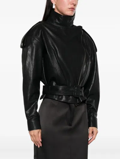 Ducie Grained Leather Jacket In Black