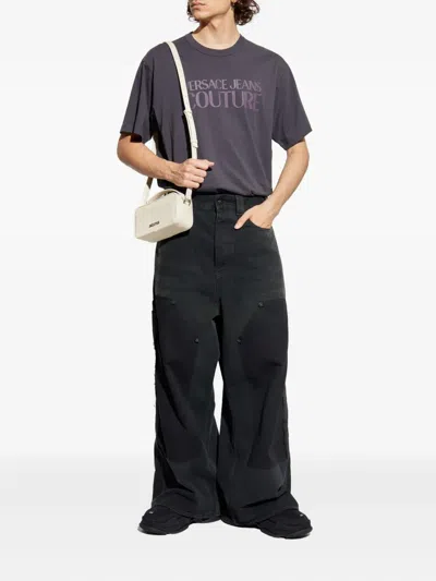Versace Jeans Couture T-shirt With Printed Logo In Purple