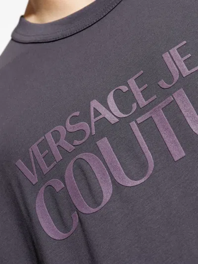Versace Jeans Couture T-shirt With Printed Logo In Purple