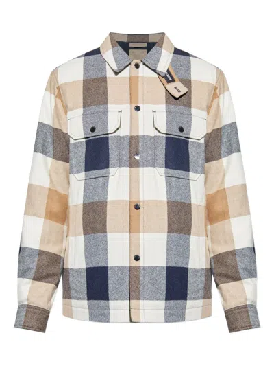 Woolrich Checked Wool Blend Shirt Jacket With Chest Pockets In Multi