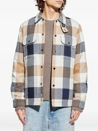 Woolrich Checked Wool Blend Shirt Jacket With Chest Pockets In Multi