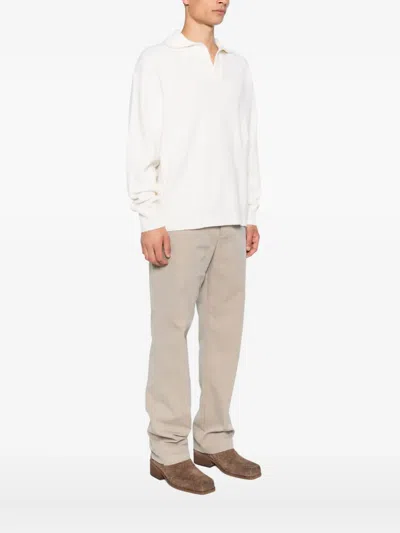 Roberto Collina Long Sleeve Ribbed Sweater In White