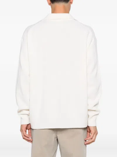 Roberto Collina Long Sleeve Ribbed Sweater In White