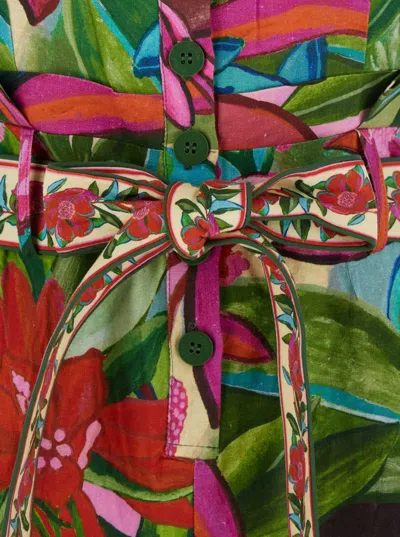 Farm Rio 'jardin De Reve' Multicolor Jumpsuit With Waist Waist Belt And All-over Floral Print In Linen Blend 