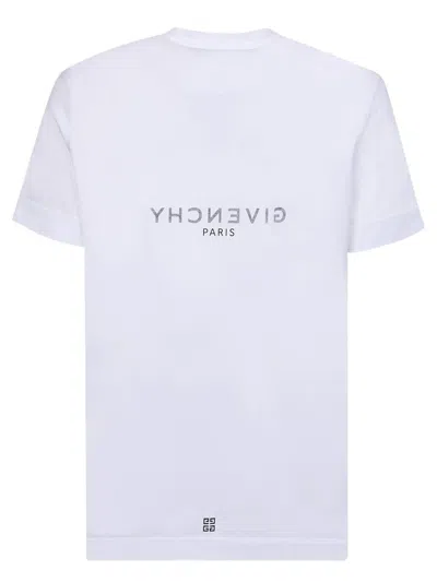Givenchy White Crewneck T-shirt With Logo Print In Cotton Man