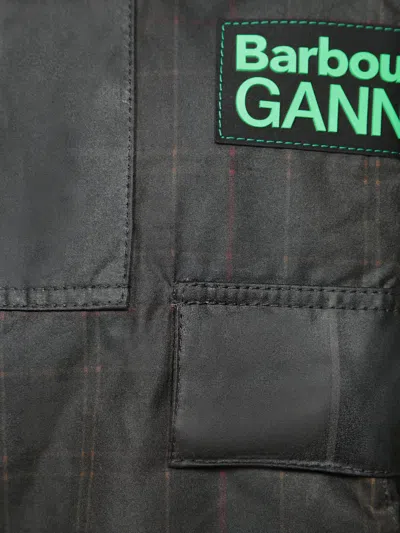 Ganni Anorak Multicolor Tartan Jacket In Black