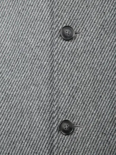 Officine Generale Raglan Wool Stripes Grey Coat In Gray