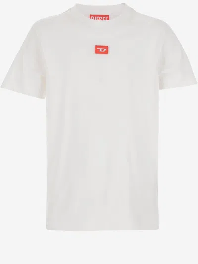 Diesel T-shirt In Jersey Con Patch D Rossa In White