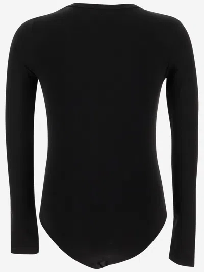 Diesel Balat Stretch Cotton Bodysuit With Logo In Black