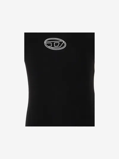 Diesel Balat Stretch Cotton Bodysuit With Logo In Black