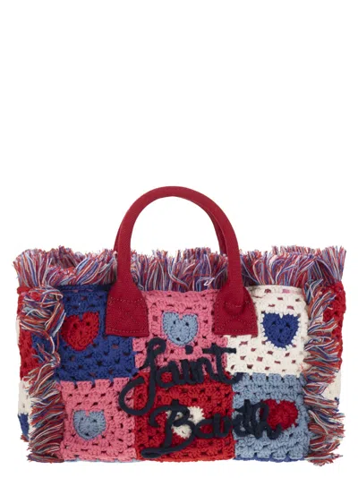 Mc2 Saint Barth Heart Patches Crochet Bag With Fringes