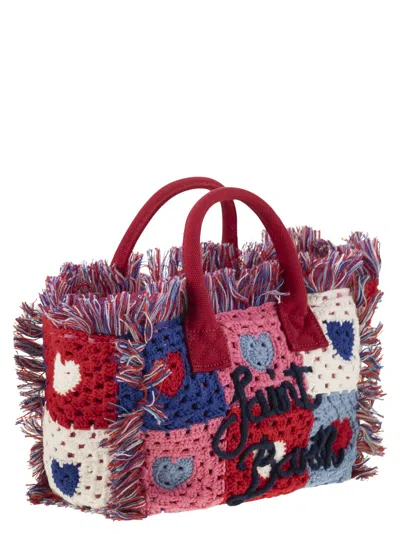 Mc2 Saint Barth Heart Patches Crochet Bag With Fringes