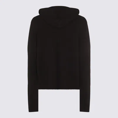 Rick Owens Hooded Crewneck Sweater Ribbed Texture In Black