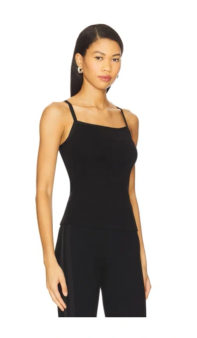 Donni Rib Satin Tank Top In Black