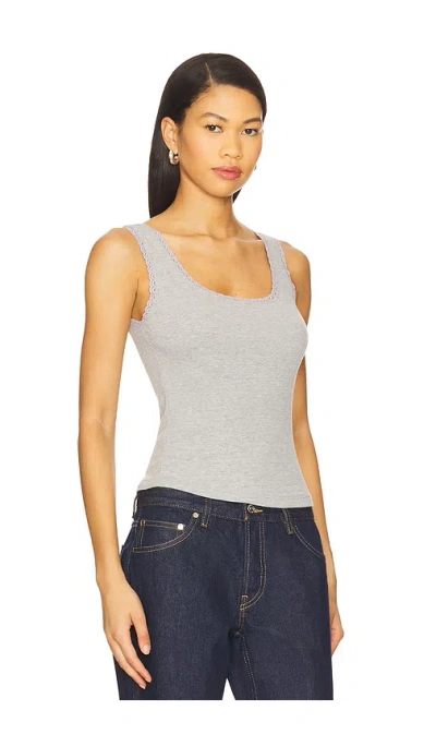 Donni Vintage Rib Lace Tank Top In Gray