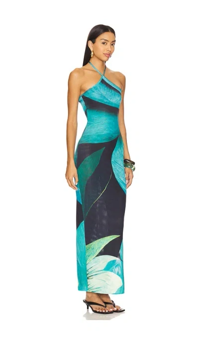 Farai London Dalia Halter Neck Dress In Multi