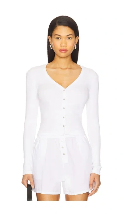 Goldie Rib Crop Cardi In White