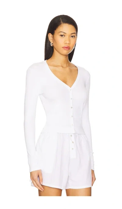 Goldie Rib Crop Cardi In White
