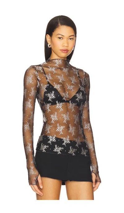 Free People Two Tone Lady Lux Top In Black
