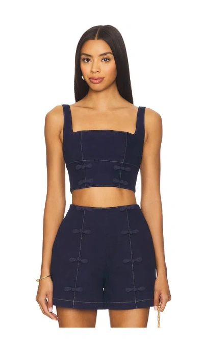 Sau Lee Bridgette Denim Top In Blue